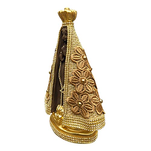 Imagem De Nossa Senhora Aparecida Manto De Juta Luxo 25cm NSA para Casamento Original para Padrinhos