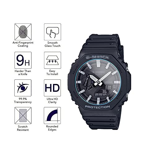 MIHENCE (3 unidades) Compatible con Casio GA-2100 Protector de pantalla, 9H Antiarañazos, Cristal Templado Genuino Premium Protector de Pantalla para G-SHOCK GA-2100 / GA-B2100 / GA-2000 Smartwatch