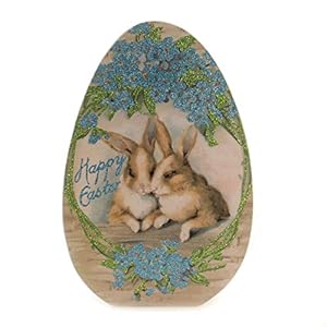 Primitives by kathy happy easter egg shaped 8 inches x 12 inches glitter paper wood chunky sitter decorative signs  urban country home decor