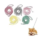 5 Pack Adjustable Hamster Harness and Leash Set, Soft Rat Harness Rat Leash, Small Animal Walking Vest Lead for Hamster, Rat, Mouse, Ferret, Chinchilla, Rabbit, Guinea Pig, Squirrel, 55 Inch