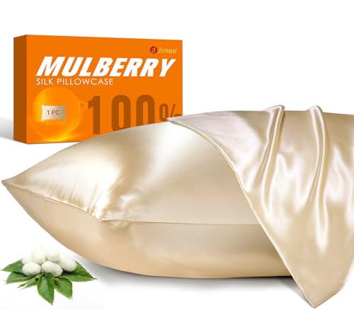 2 Pack 100% Mulberry Silk Pillowcase for Hair and Skin, 22 Momme Natural Silk Pillow Cases Set of 2 with Zipper, Pillow Cover for Women Mom Men (2 Pack Beige, King 20''×36'')