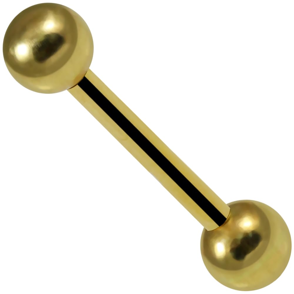Piercing de oro amarillo macizo de 14 quilates, calibre 14, con bola