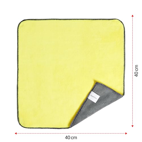Image of Amazon Basics Pack of 2 Microfiber Cleaning Cloth | 800 GSM | Ultra Soft | Super Absorbent | Reusable | Multicolor| 40cm X 40cm