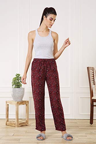 Image of Van Heusen Women's Printed Lounge Pants | Drawstrings & Side Pockets | Ultra Soft Fabric | Relaxed Fit | At home pyjamas | Everyday Comfort | Printed | Style 55306 | Available in Pack of 1 & 2