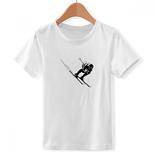 T-shirt blanc de ski noir imprimé pour garçon en taille XL