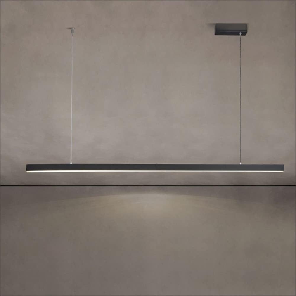 LED Linear Pendant Lighting Fixture Long Strip Chaner Ceiling Lamp, Minimalist Square Kitchen Island Hanging Light, Dining Table Office Restaurant Chaners, 4000K