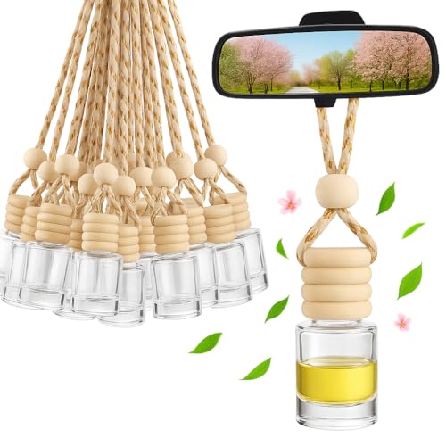 30 Piezas Botella de ambientador Coche vacio vacía,Colgante de Botella de Fragancia de ambientador de 8 ml,difusor de Aceite Esencial de Perfume Recargable,para Oficina en casa del automóvil