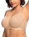 HSIA Minimizer Bras for Women Full Coverage Underwire Plus Size Unlined Mesh Jacquard Bra with Wide Straps Light Beige 36DD