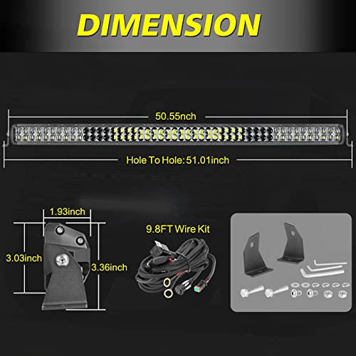 Akd Part 50" Light Bar + Magnetic Base Mounting Brackets (No Drilling Or Cutting) #TOP1