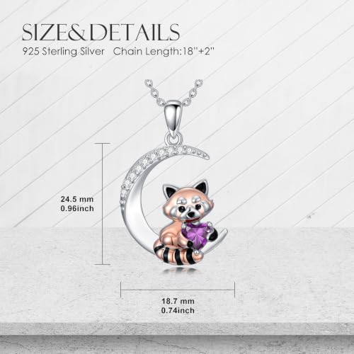 Image of PROESS Animal Birthstone Necklace 925 Sterling Silver Otter /Axolotl /Hippo /Elephant /Dachshund /Monkey /Red Panda Pendant Necklace Animal Birthstone Jewelry Gifts for Women