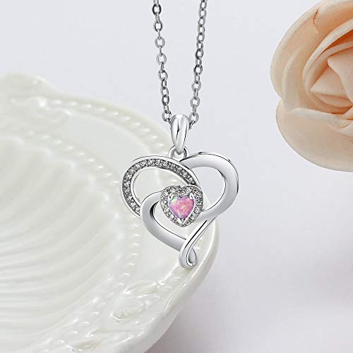Conjunto de joyas de plata esterlina con ópalo rosa y circonias para novias 4