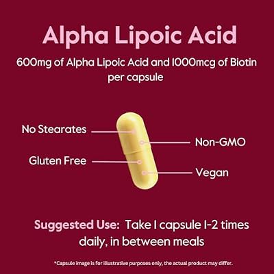BESTVITE High Strength Alpha Lipoic Acid 600mg (per Capsule) with Biotin to Enhance Absorption (120 Vegetarian Capsules) - No Stearates - Vegan - Non GMO - Gluten Free
