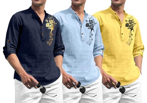 Chemise mandarin homme coton marine Zombom XL lot de 3