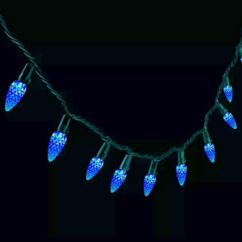 Image of C6 Christmas Lights 50 LED Blue Strawberry 18ft Waterproof String Lights for Outdoor Indoor Garden Yard Home Party Christmas Tree Decorations (Blue)