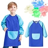 🎨Ce tablier de peinture pour enfants est parfait pour la peinture, le dessin, l'art, l'artisanat, l'argile, les jeux d'eau, les cours de cuisine à la maison ou à l'école. Manches longues, offre une protection complète aux enfants.
