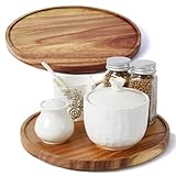 [ 2 Pack ] 10-inch Acacia Wood Lazy Susan Organizers, ACIAZAAZ Lazy Susan Turntable for Cabinet, Kitchen Turntable Storage for Table, Countertop, Pantry