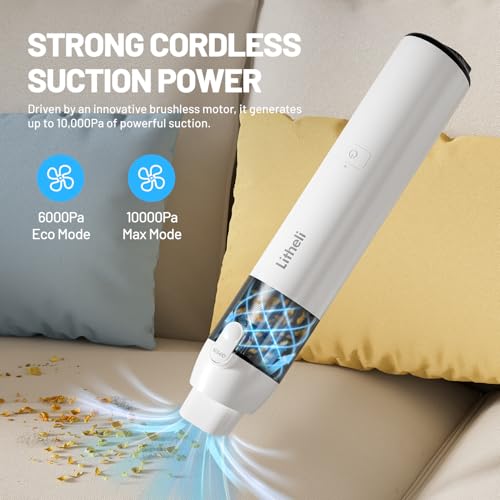 Image of LiTHELi Handheld Vacuum Cleaner Cordless,10000Pa Suction Power with Rechargeable U Battery Ultra Lightweight Mini Car Vacuum,for Car, Home, Pet and Other Crevices, Yellow