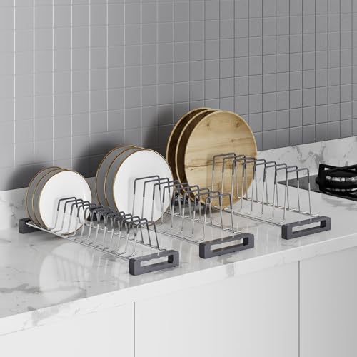 Image of Set of 3 Heavy-Duty Stainless Steel Plate & Thali Stand for Modular Kitchen Countertop Storage | Fit 20-Inch Tandem Drawers | Rust-Proof Mirror Shine Finish (1 Thali + 1 Plate + 1 Saucer Stand)