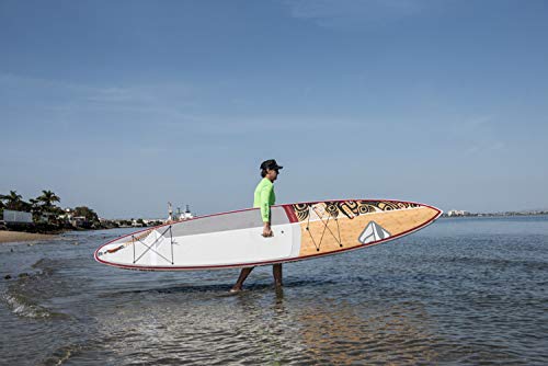 Boardworks Great Bear | Touring All Water Stand Up Paddleboard | Exp Veneer - Epoxy Hardboard | 14', Bamboo/Red/White #TOP2