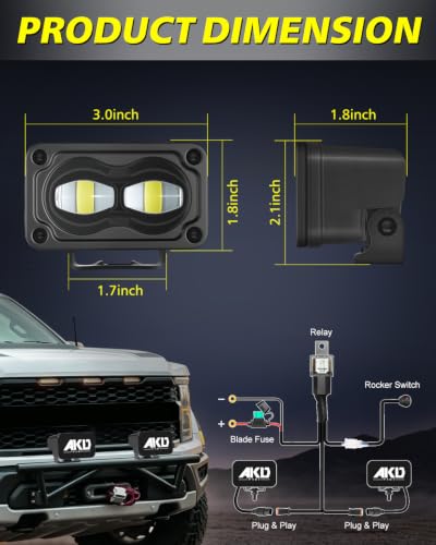 Image of 3 Inch SAE Fog Lights CREE LEDs with Wiring Harness & Black Covers | Street Legal SAE Fog Beam, High Intensity CREE LEDs, Cut-off Beam Fog Lights for Truck Motorcycle Pickup SUV Tocoma