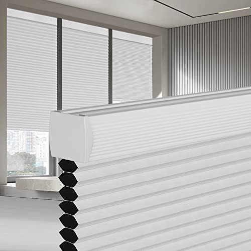 Blackout Cellular Shades Cordless Blinds Sulugood Honeycomb Shades Aluminum Window Blinds For Home, Door, Custom Size, Blackout-White #TOP4