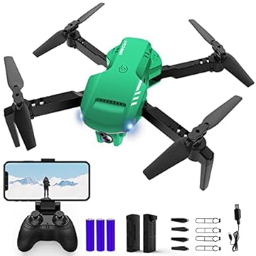 RADCLO Drone com câmera – Drone dobrável HD FPV 1080p com estojo de transporte, 2 baterias, lente ajustável de 90°, uma tecla de partida/pouso, retenção de altitude, flip de 360°, presentes de