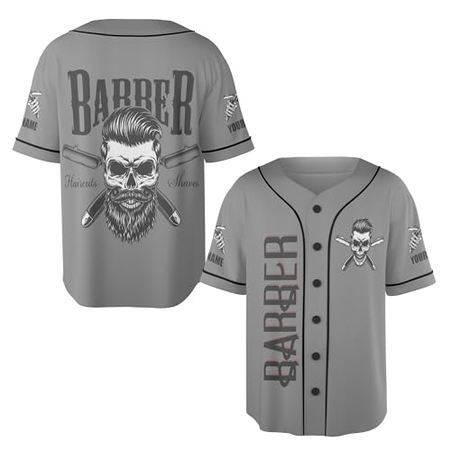 Custom Barber Shop Baseball Jersey Personalized Name Barber Shirt 3D for Men Women Scissors Pole Shirts Hairdresser Shop Gift (Polyester, Barber3)