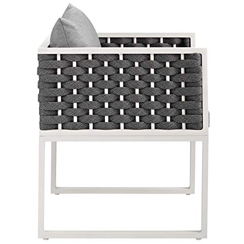 Modway Stance Outdoor Patio Woven Rope Dining Arm Chair In White Gray #TOP1