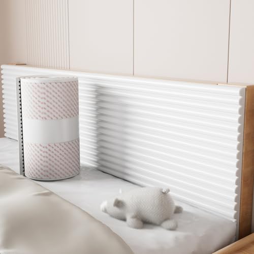 DHIJUPNG Wall Padded Panels Self-Adhesive, 3D Anti Collision Wall Padding Peel and Stick Headboard Padded Panels for Bedroom Tatami Nursery Decorative Wall Cushion(White,15x200 cm)