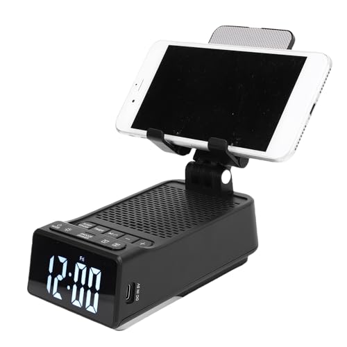 GOWENIC ワイヤレススピーカー付き電話スタンド、7つの照明モード付きBluetooth 5.1デスクトップホルダー、2000mAhバッテリー、180回転、ホームオフィスナイトライト用