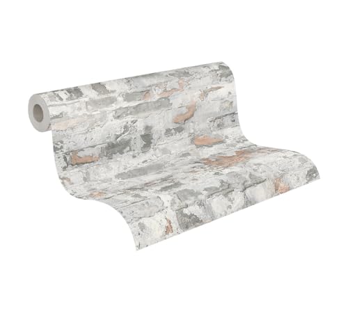 A.S. Création Wallpaper Stone Effect - White, Gray - Stone Wallpaper 395.99in x 20.87in Made in Germany - 369292