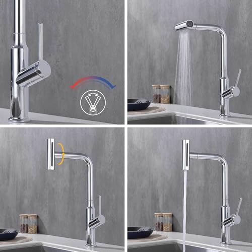 Robinet de cuisine cascade en laiton chromé à levier unique - 6