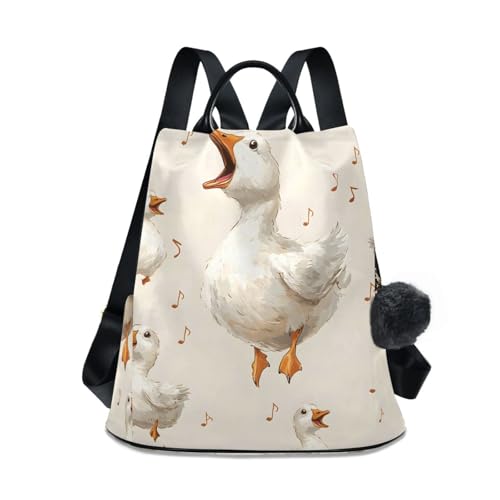 Funny Geese Musical Notes Backpack for Women Anti Theft Large Fashion Travel Shoulder Bag Purse Rucksack Lightweight