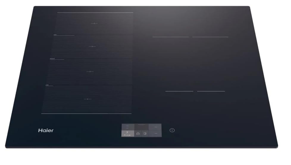 Haier HAMTSJ66TFTCF - Placa de inducción de 65 cm - Zonas medias Flex, conexión Wi-Fi, control I-Touch, sin marco, cristal negro