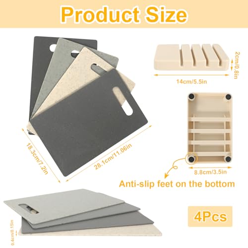 BPA Free Plastic Chopping Board Set - 4 Piece Cutting Board Set with Holder - Versatile for Meat, Deli, Veggies & Fruit - Image 3