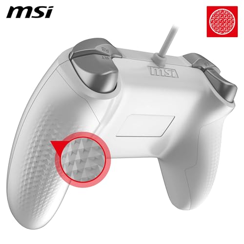 MSI FORCE GC200 WHITE Manette de jeu filaire pour PC - Gâchettes à effet Hall, joysticks analogiques perfectionnés, deux moteurs de vibration, USB 3.0 - Filaire