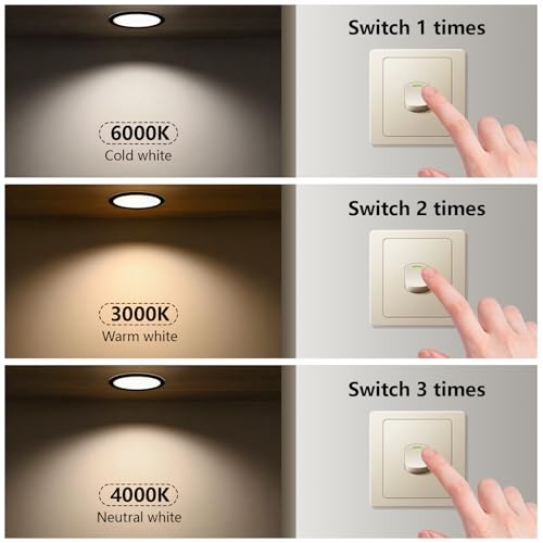 Spot LED encastré 3 couleurs réglables 600LM avec commutateur