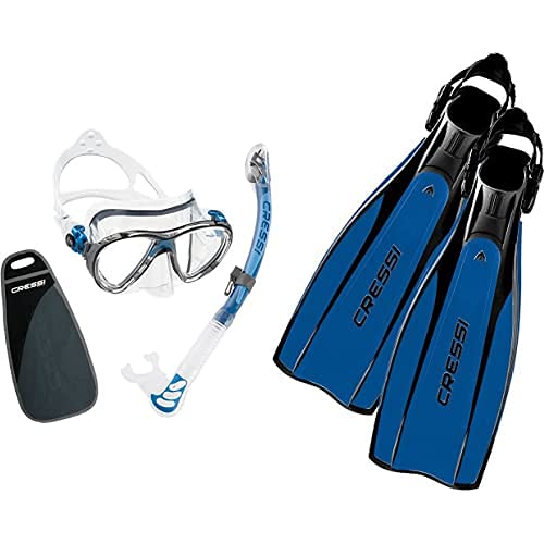 Cressi Fiji Schnorchelmaske & Gamma Schnorchel – Set Oder Einzeln – Elastisches Stoffband, Spritzschutz – Unisex