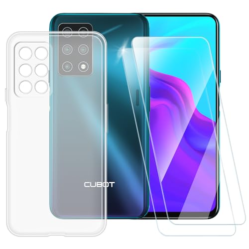 ESACMOT Funda transparente compatible con Cubot X30 + [2 unidades] Protector de pantalla de vidrio templado, funda a prueba de golpes para Hafury GT20 (6.4 pulgadas)