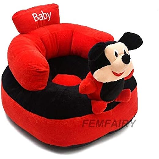 Baby Soft Plush Sofa Seat for Kids Black/Red