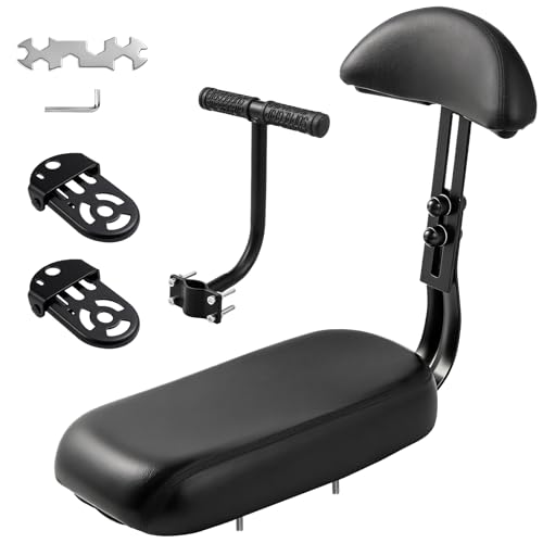 Zacro Kids Bike Seat Set 2.0 Comfort Bike Seat with Adjustable Backrest Wide Child Bicycle Rear Seat Cushion Back Safety Armrest Handrail Feet Pedals Children Bicycle Back Seat for Over 5 Years Old