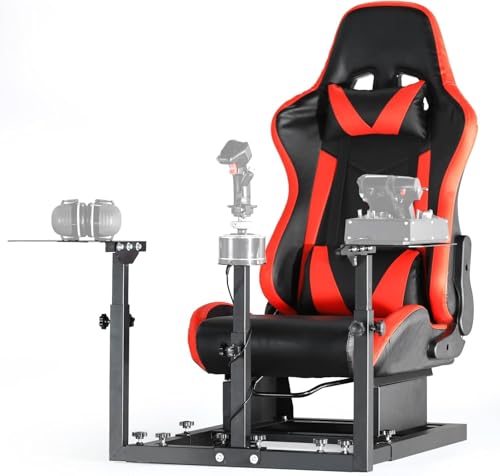 Anman G29 New Racing Flight Cockpit(40MM Square Tubes) with Red Seat Fit for Logitech G923,Thrustmaster T300RS T150S TX,Fanatec Sim Gaming Stand Without Wheel, Pedal,Handbrake