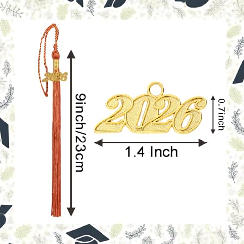 Image of 10 Pieces 2026 Graduation Tassels Bulk with Gold Year Charms for Graduation Cap Accessories (Orange)