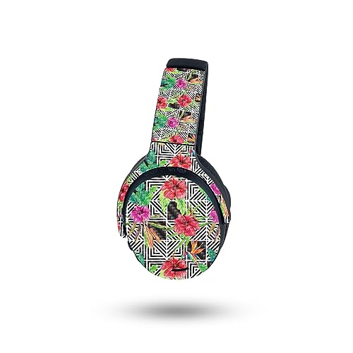 Image of MightySkins Carbon Fiber Skin Compatible with Skullcandy Crusher ANC 2 - Pop Hibiscus | Protective, Durable Textured Carbon Fiber Finish | Easy to Apply