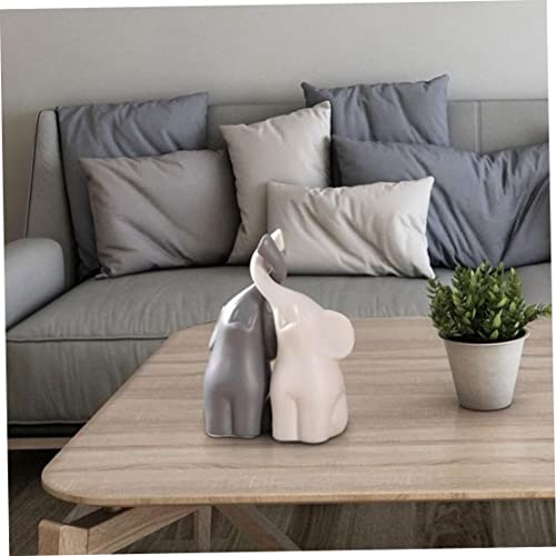 Ckuakiwu Ceramic Elephant Couples Home Decoration Loving Pair Of Animals Decorative Figurines For Living Room Bedroom Wife Christmas Holiday Set Of 2Pcs S #TOP1