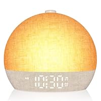 Wake Up Light Sunrise Alarm Clock, White Noise Sound Machine with 30 Soothing Sounds, Dimmable Night Lights, Sleep Aid, Snooze, Timer, Loud Alarm Clock for Heavy Sleepers Adults Kids, Ideal for Gift