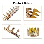 6 Piece Birthday King Crowns, Gold Foam Prince and Princess Crowns, King and Queen Party Hats with Gem Design, Headwear for Kids, Boys & Girls Birthday Party Supplies, Christmas Event Decorations - Image 4