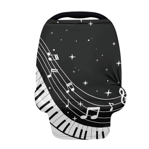 Image of Coldinair Music Notes Star Multifunctional Nursing Cover Multi Use Cover for Baby Car Seat Canopy Shopping Cart Cover,Stroller Cover