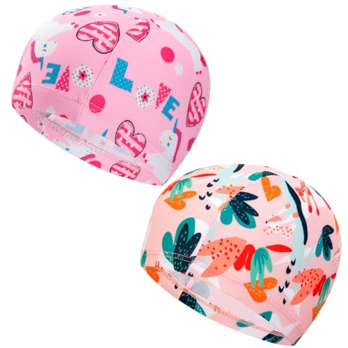 2 Bonnets de Bain Mignons Enfants - Bonnets de Natation de Compétition - Bonnets de Bain pour Garçons