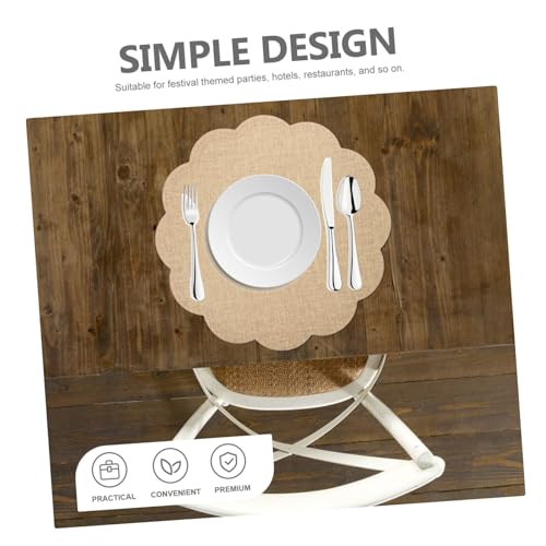 Sets de table en cuir PU antidérapants fleur beige résistants - 4
